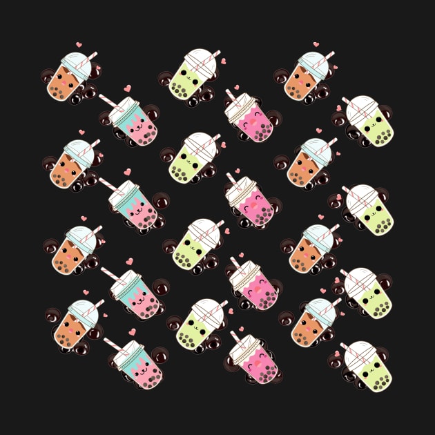 Cute Boba Bubble Tea  Pattern Design Merch by Bubbly Tea