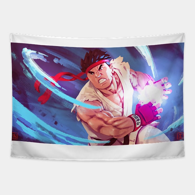 Angry Ryu Tapestry by HeyJay