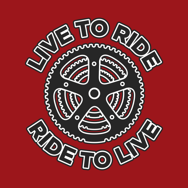 Live To ride, Ride to live bicycle art with chainrings by Drumsartco