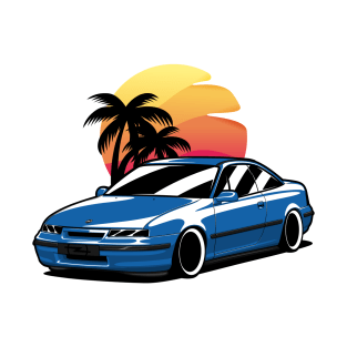 Blue Opel Calibra Classic Coupe T-Shirt