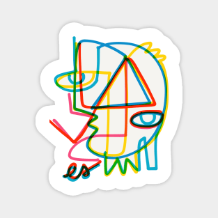 Graffiti Abstract Line Art Cubist Portrait Magnet