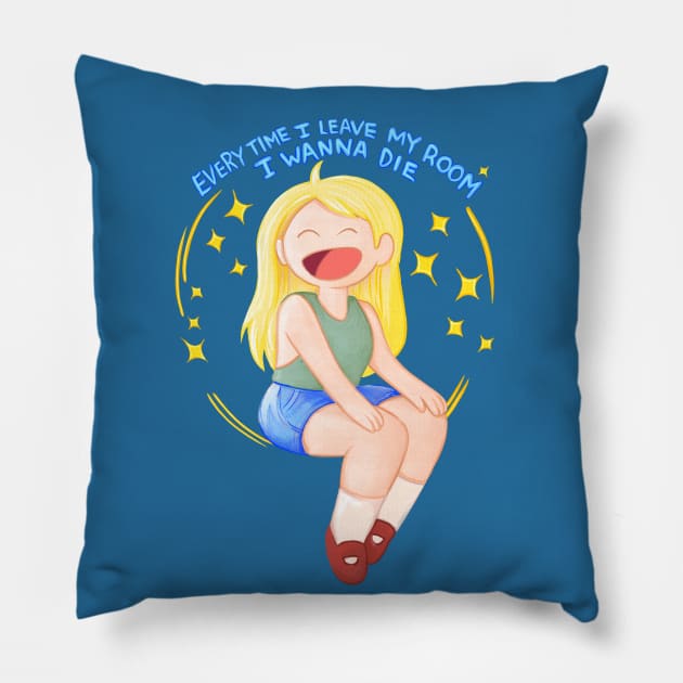 Every time I leave my room I wanna die - Fionna and Cake / Adventure Time fan art Pillow by art official sweetener