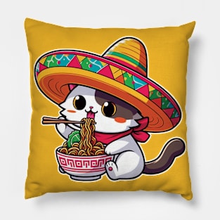 Kawaii Neko Ramen Cute Ramen Cat Cinco de Mayo Noodle Anime Pillow