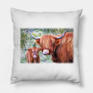 Highland Mother and Daughter Pillow