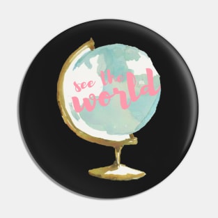 See the World Watercolor Globe Pin