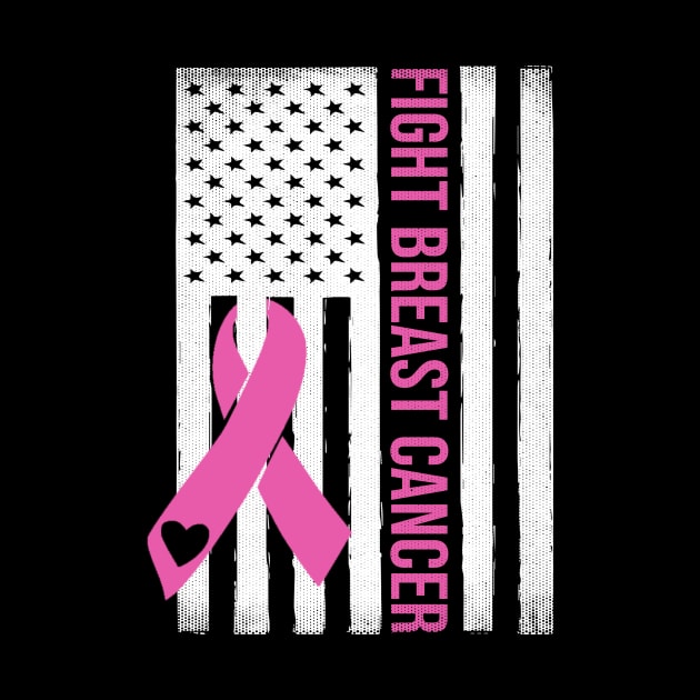 Fight Breast Cancer USA Flag Breast Cancer Awareness Month by nadinecarolin71415