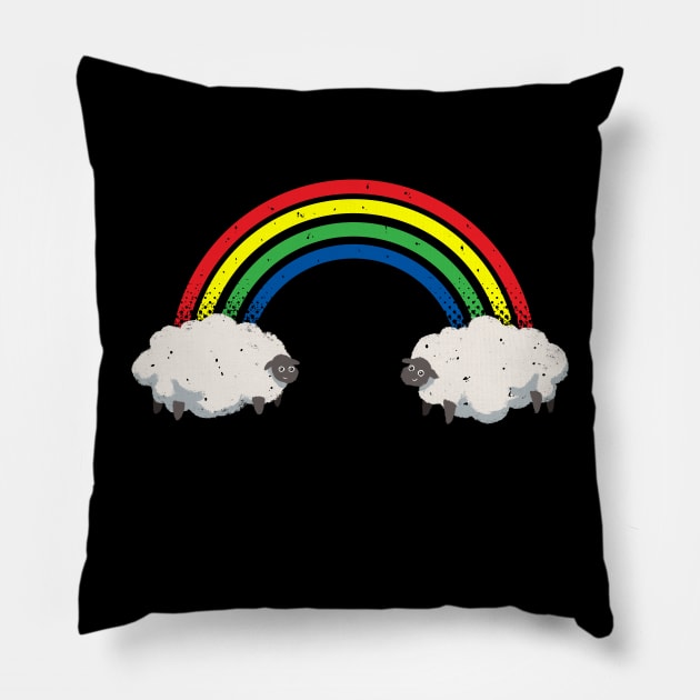 Rainbow sheep Pillow by popcornpunk
