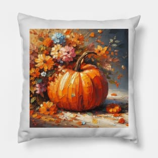 Pumpkin with Flowers Pillow