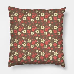 Botanic Floral Pattern Pink Yellow Brown Pastel Pillow