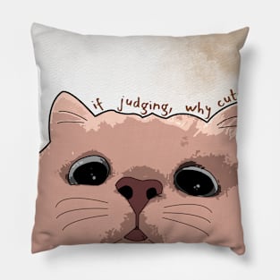 cute judging cat Pillow