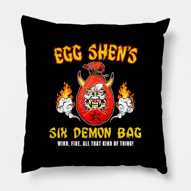 Six Demon Bag (Black Print) Pillow by Miskatonic Designs