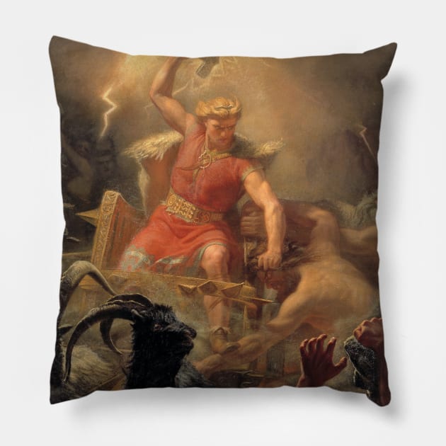 Tor's Fight with the Giants by Marten Eskil Winge Pillow by Classic Art Stall