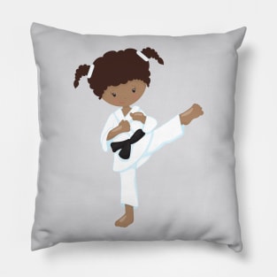 African American Girl, Karate Girl, Black Belt Pillow