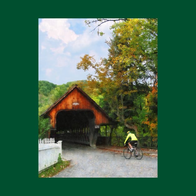 Woodstock VT - Bicyclist at Middle Bridge by SusanSavad