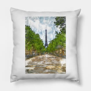 Eiffel Tower Perspecttive Marker Style Sketch. For Eiffel Tower & Paris Lovers. Pillow