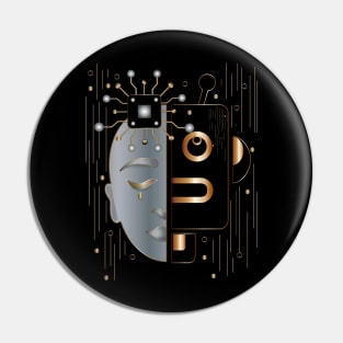 Human Vs Robot (Artificial Intelligence) Pin