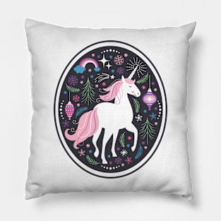 Happy Holiday Unicorn Pillow