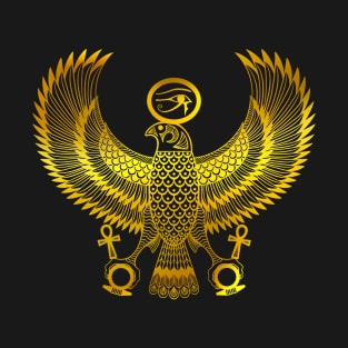 Golden Ancient Egyptian God Horus as Royal Falcon T-Shirt