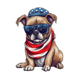 Patriotic Dog, 4th of July Design T-Shirt