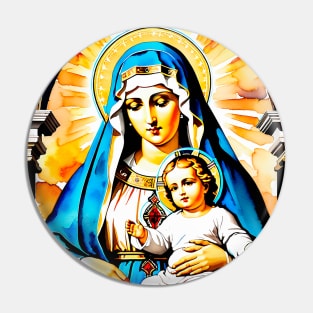 Mom and baby son Jesus Christ Pin