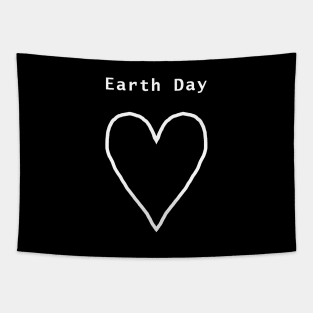 Earth Day White Heart Outline Tapestry
