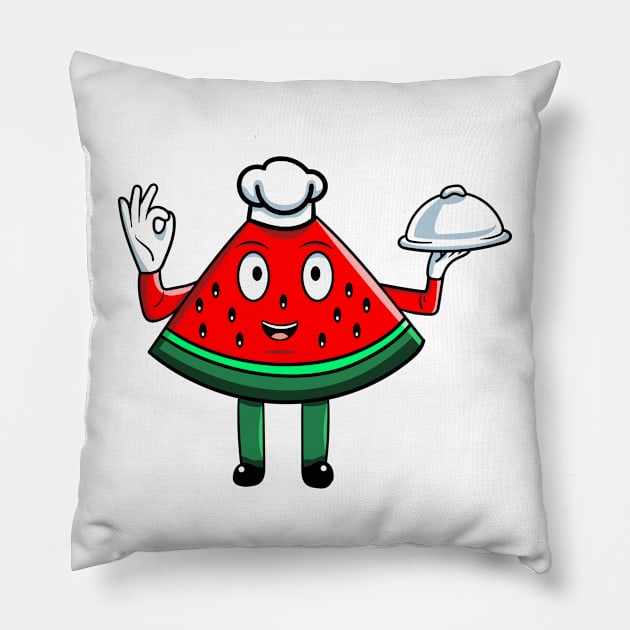 watermelon chef Pillow by agus firdaus