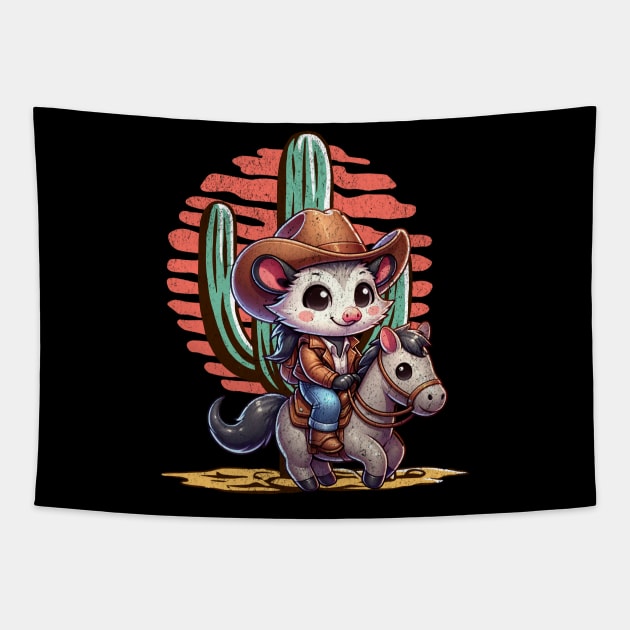 Opossum Cowboy Tapestry by The Jumping Cart