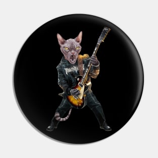 Cat Rock Sphynx Funny Electric Guitar Punk Rocker Gift For Cat Mum Mom Dad Heavy Metal Kitten Cats Lover Pin