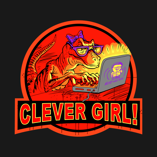 Clever Girl Computer Velociraptor Nerd by WeaselPop