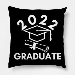 2022 Graduate. Typography Black Graduation 2022 Design with Graduation Cap and Scroll. Pillow