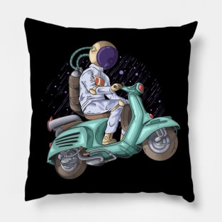 Astronaut on a Vespa to the moon Pillow