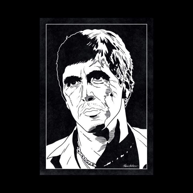 TONY MONTANA - Scarface (Black and White) by Famous Weirdos