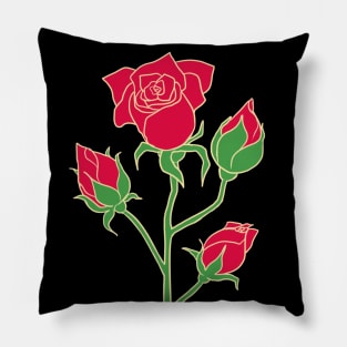 Red Rose Flower Pillow