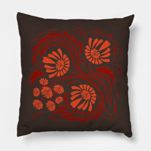 Folk flowers floral art print Flowers abstract art Pillow