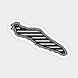 Texada Island Silhouette in Black and White Stripes - Line Pattern - Texada Island Magnet