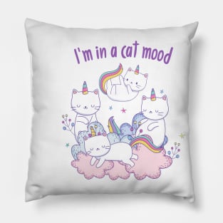 Four Funny Cats Who Are Not In The Mood Pillow