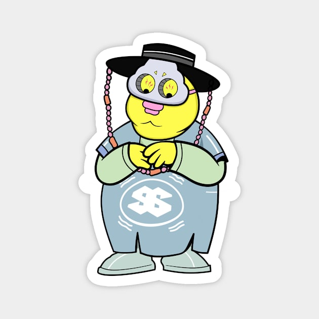 Cute korean traditional styled fat boy cartoon figure illustration Magnet by slluks_shop