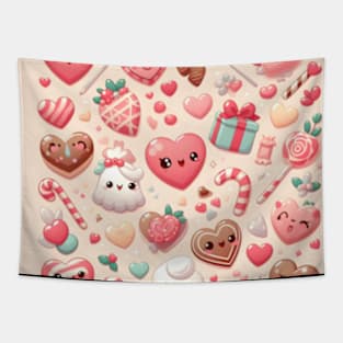 Cute Valentine's Day Hearts Candy Valentines Love Tapestry