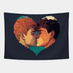 Gay Boys Kiss Tapestry