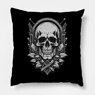 Monochrome Vintage Skull Pillow