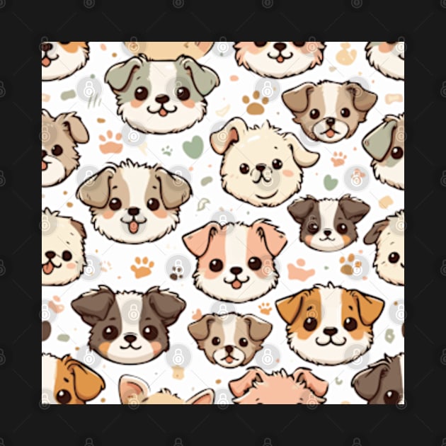 Happy Cute Puppies Pattern by ArtFactoryAI