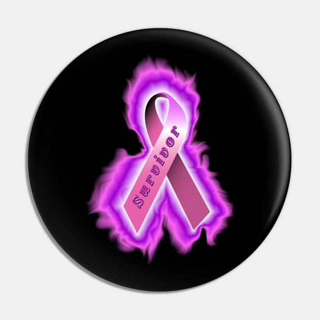 pink cancer survivor ribbon Pin by DrewskiDesignz