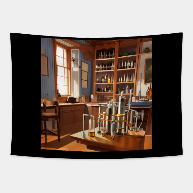 Vintage 70s Science Chemistry Lab Tapestry by BAYFAIRE