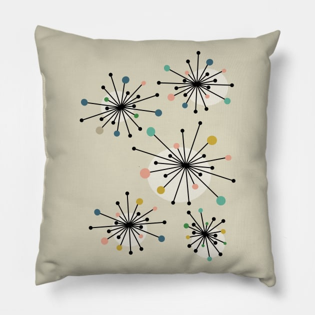 Atomic Age Starburst Mid Century Modern Pillow by OrchardBerry