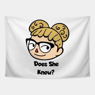 Does She Know? Parody Space Buns Afro Puff Meme Tapestry