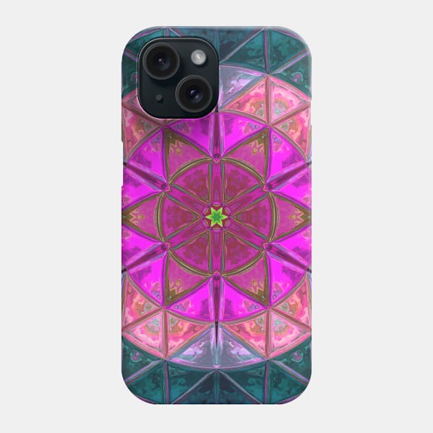 Glass Tile Kaleidoscope Pink and Blue Phone Case by WormholeOrbital