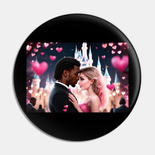 Valentine's Day, Magic mixed Race couple in a Fantasy Land Pin