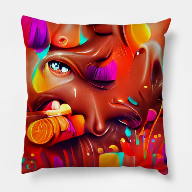 Colorful Chocolate Art Pillow by Designso