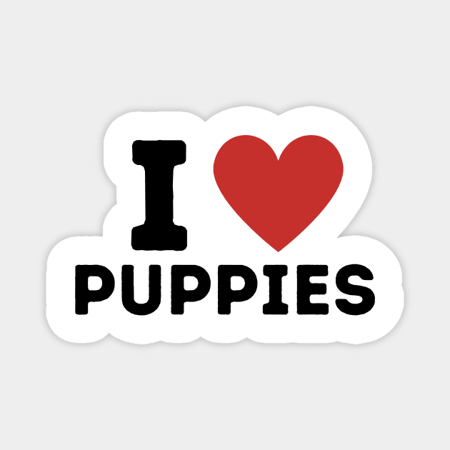 I Love Puppies Simple Heart Design Magnet by Word Minimalism