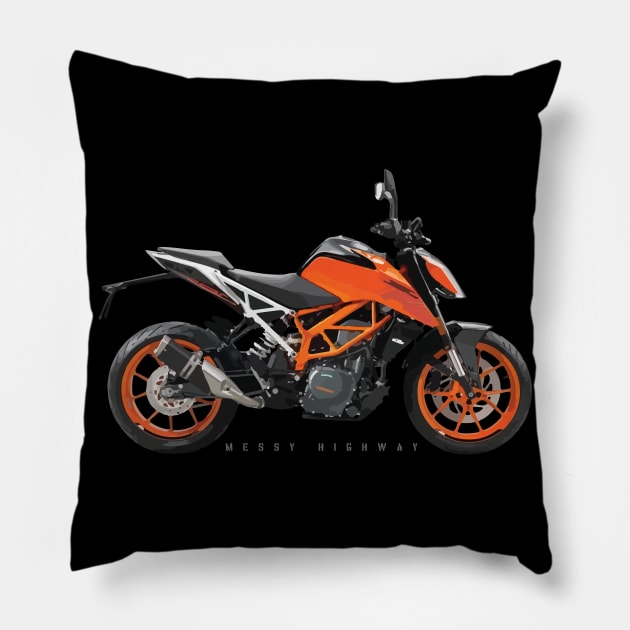 KTM 390 Duke orange, sn Pillow by MessyHighway